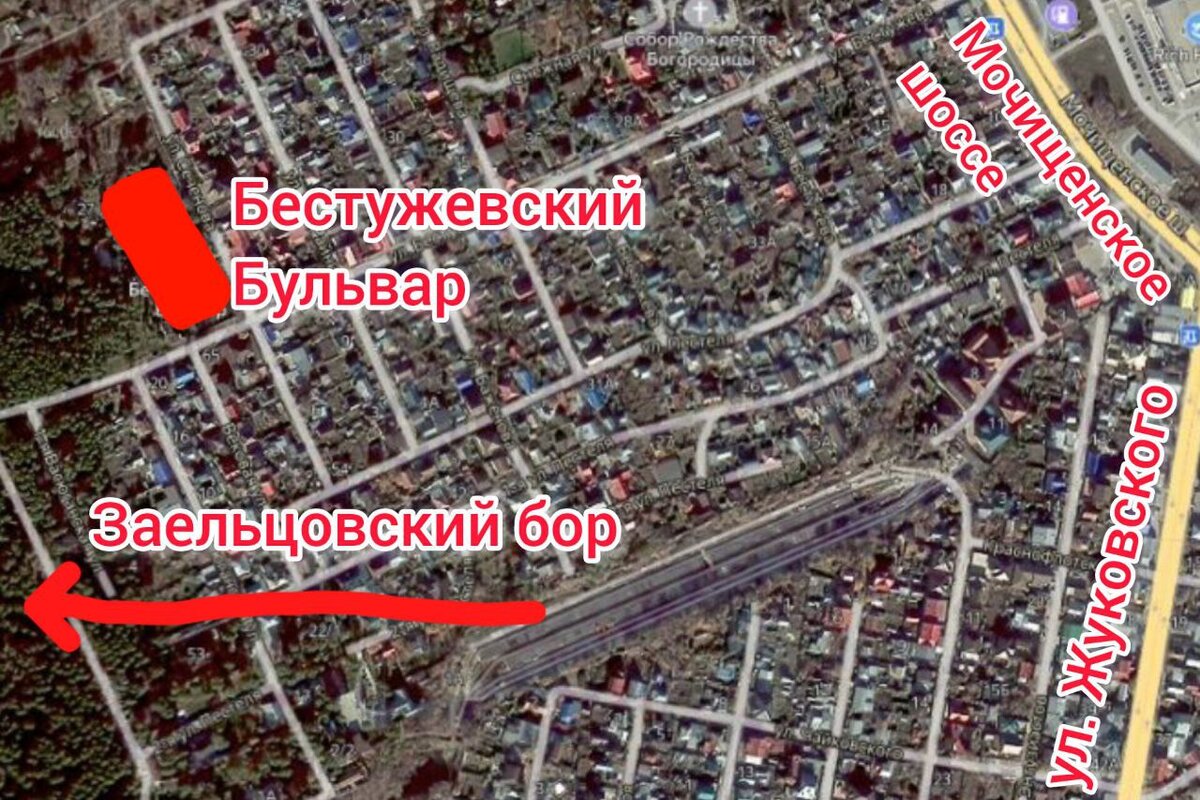 локация резиденций Бестужевский Бульвар вблизи Заельцовского бора