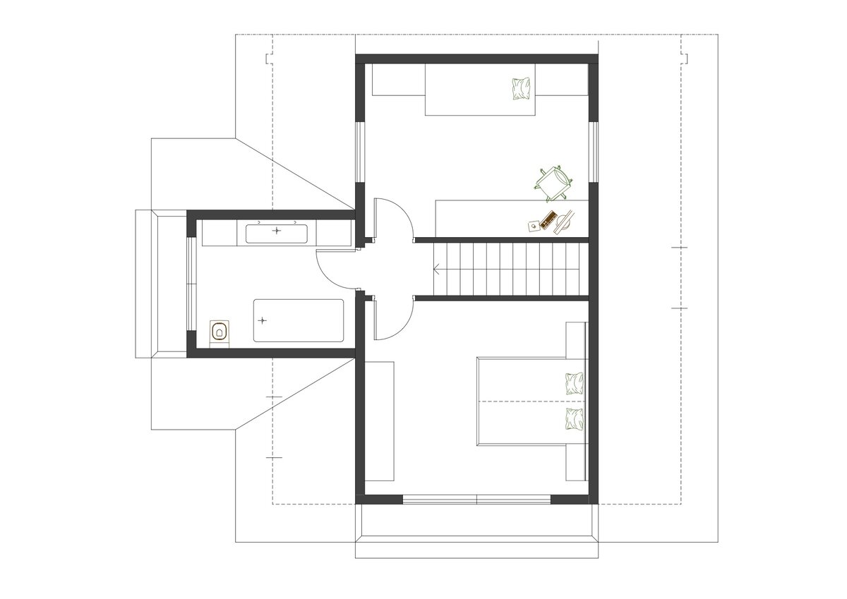 Расстановка мебели . Второй этаж. Фото автора.