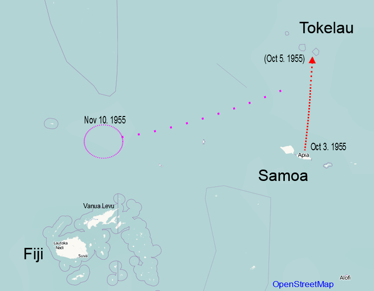 Планируемый маршрут и точка обнаружения «Joyita». Фото https://commons.wikimedia.org
