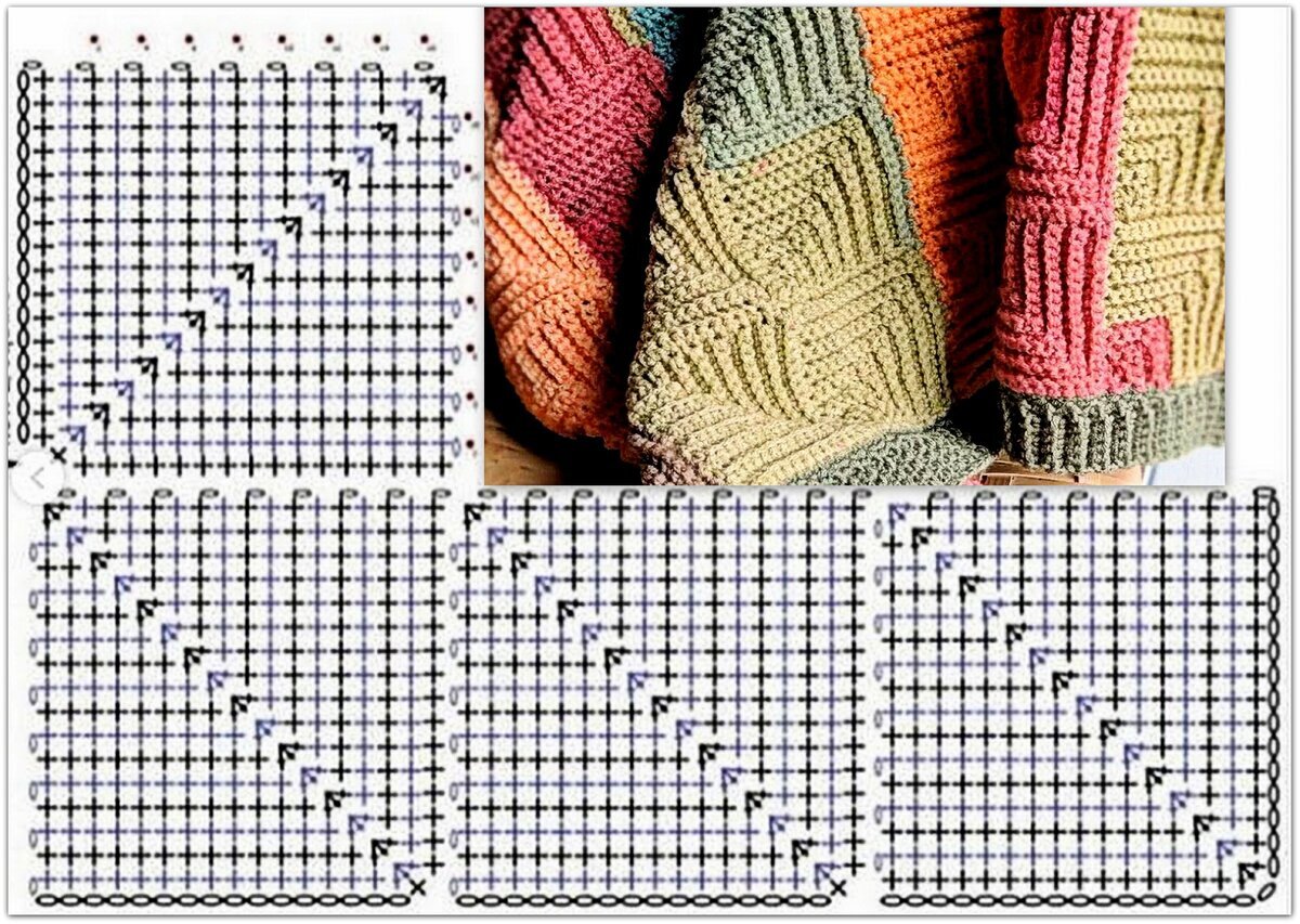 Плед пэчворк крючком схемы и описание