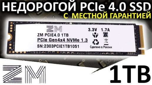 Обзор недорогого PCIe 4.0 SSD с местной гарантией - SSD ZM PCIe 4.0 1TB