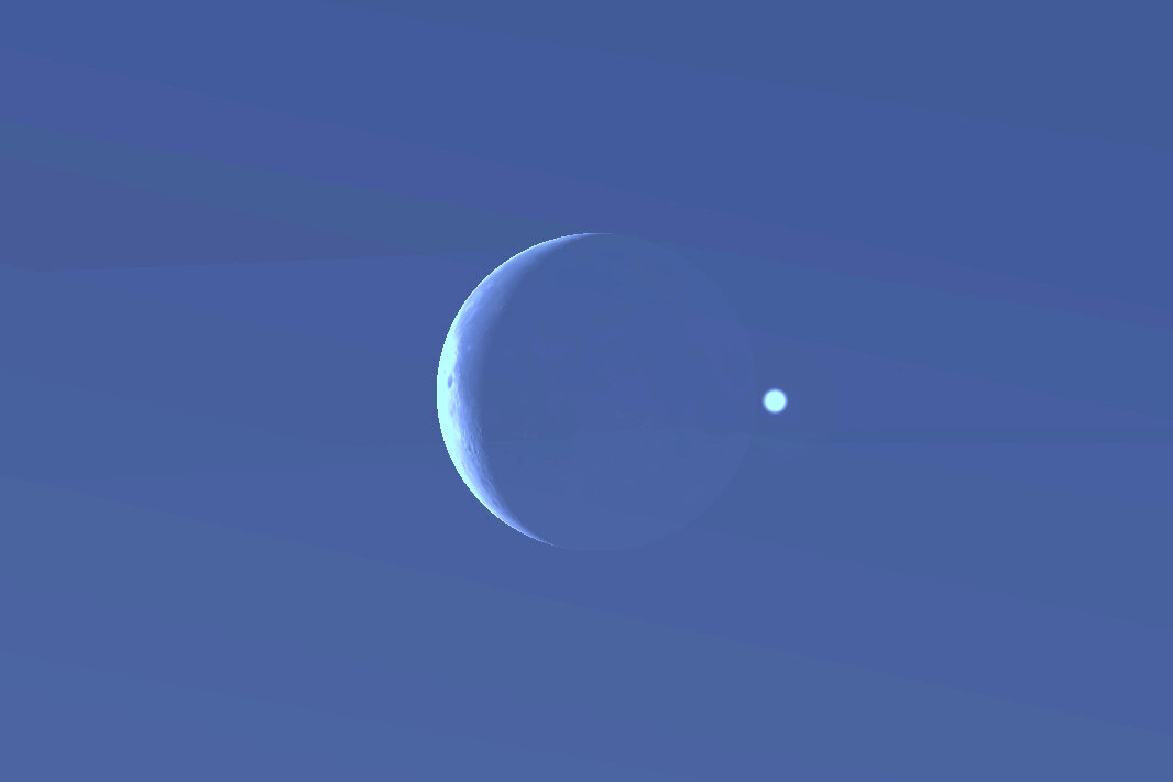 Луна и Венера днём 11 ноября 2023 года после 14:16 мск., изображение из открытых источников