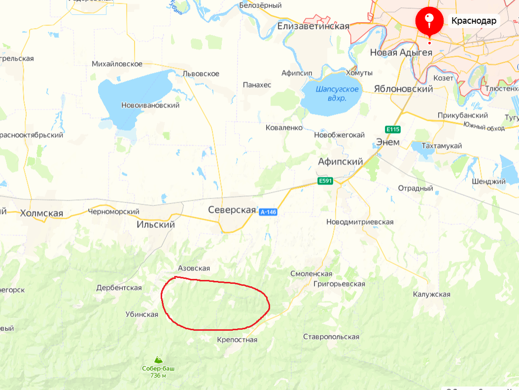 Красным овалом отмечено место нашей прогулки