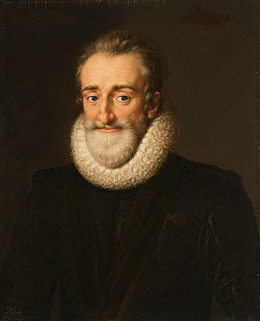 Генрих IV (13 декабря 1553, По, Беарн — 14 мая 1610, Париж) — король Франции с 1589 года (коронован в 1594), король Наварры с 1572 года под именем Генрих III