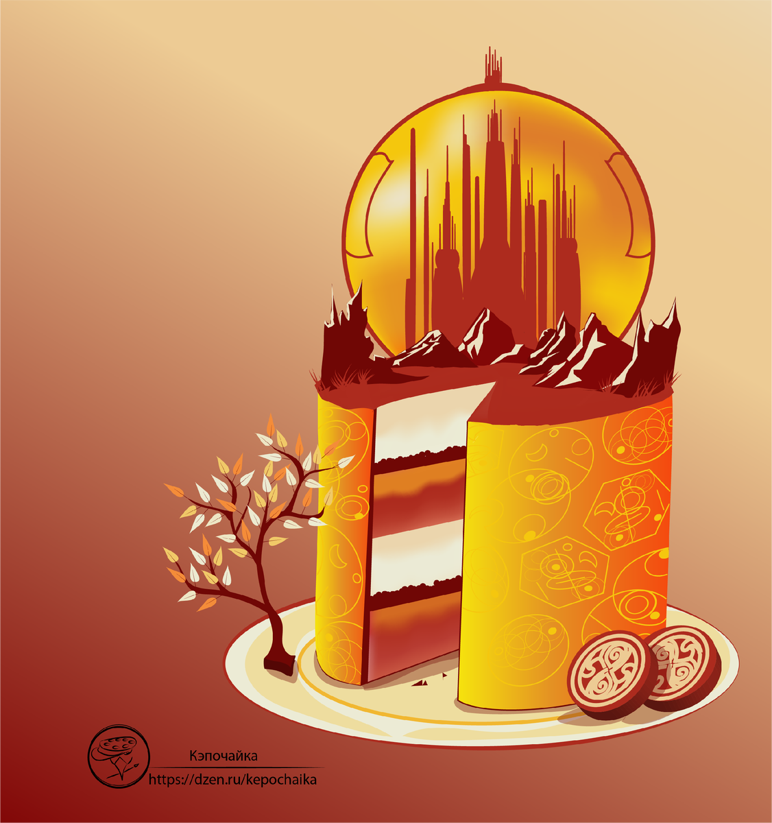 Рисунок торта, на который  вдохновила планета из сериала "Доктор кто"