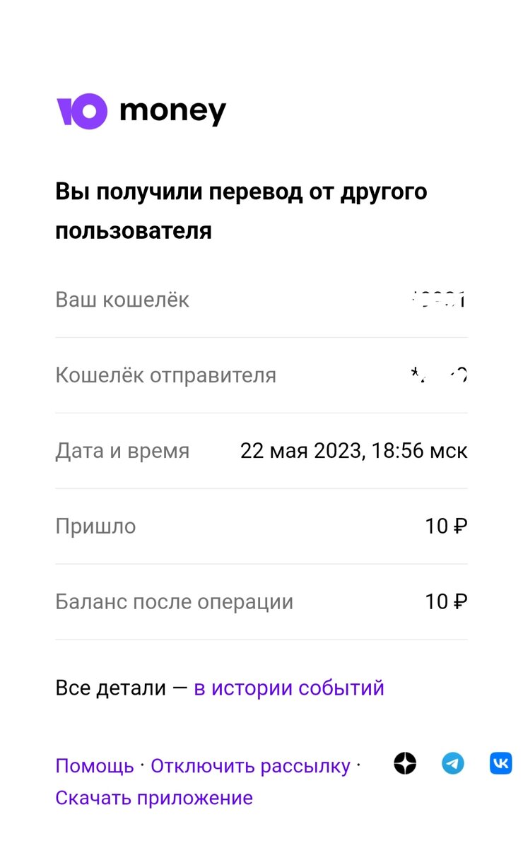 Скриншот электронной почты автора 
