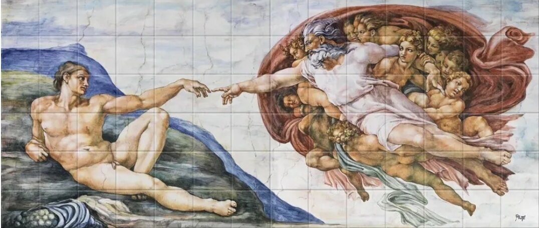 Человек соприкасается с искусством с самого рождения. Микеланджело Сотворение Адама. Микеланджело Буонарроти. «Сотворение Адама» (1511). Сотворение Адама (1512), Микеланджело Буонарроти. Сикстинская капелла Микеланджело Сотворение.