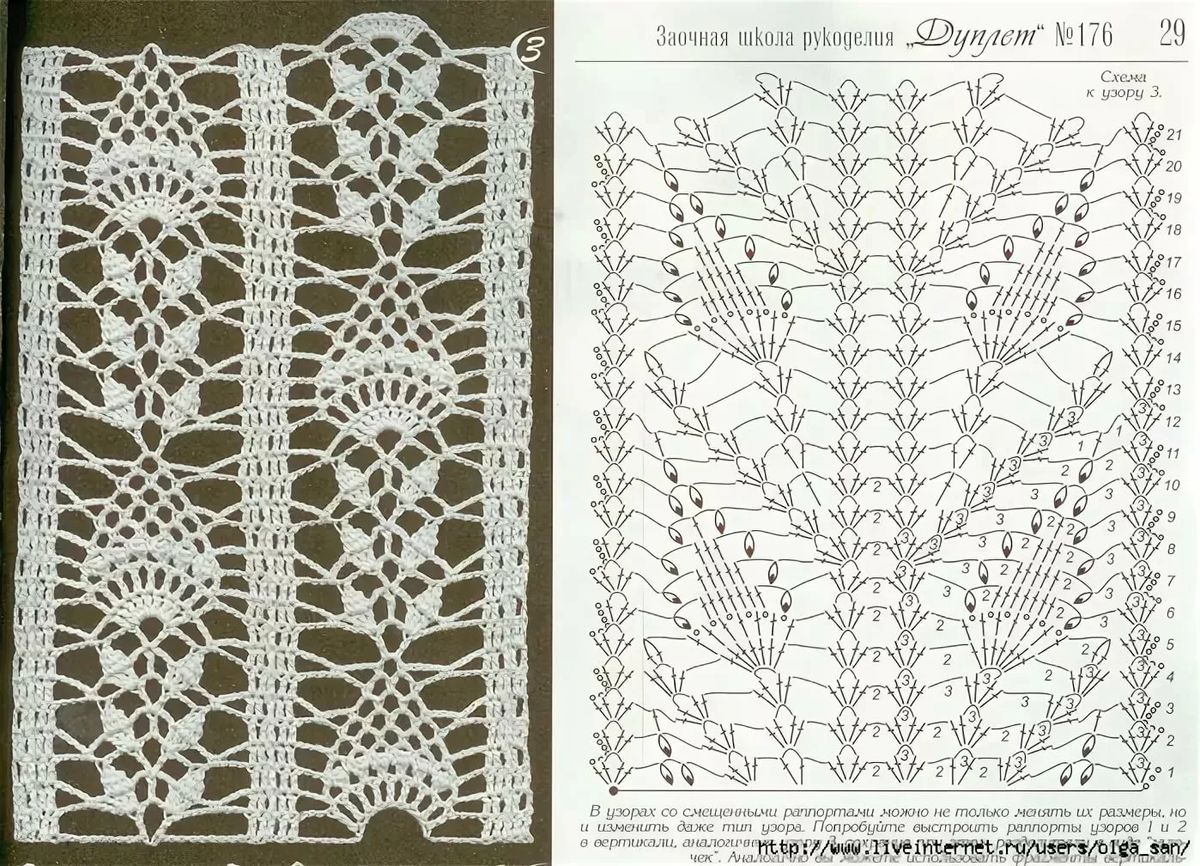 Ажурная полоска крючком схемы и описание