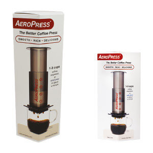 Сравнение коробок AeroPress A80: слева - старая версия до 2023, справа - новая