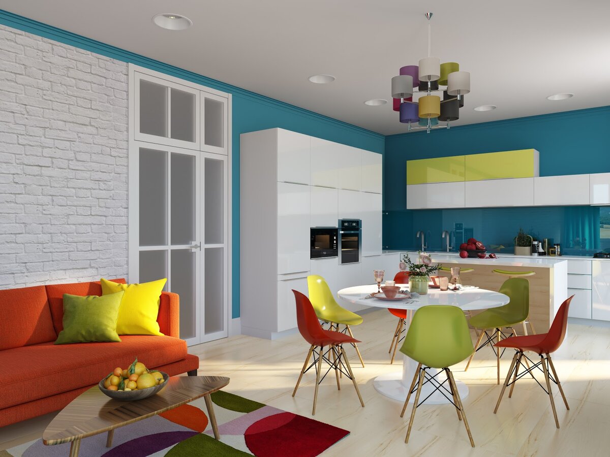 Цветовая гамма кухни-гостиной