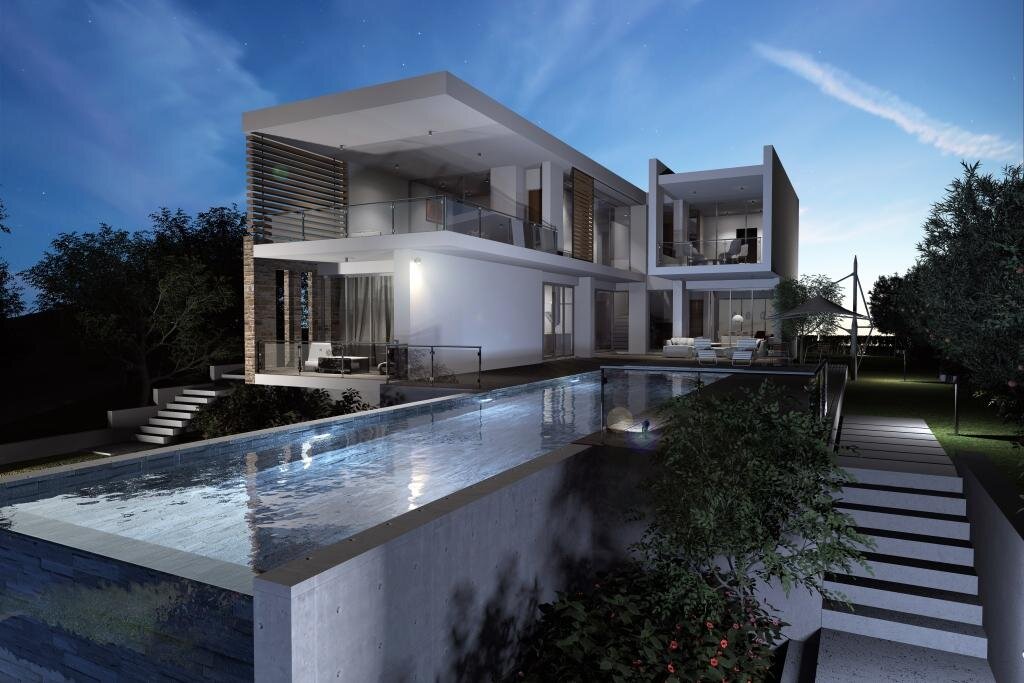 Проект роскошной виллы в местечке Кония. Отсюда открываются потрясающие виды на Пафос к морю  