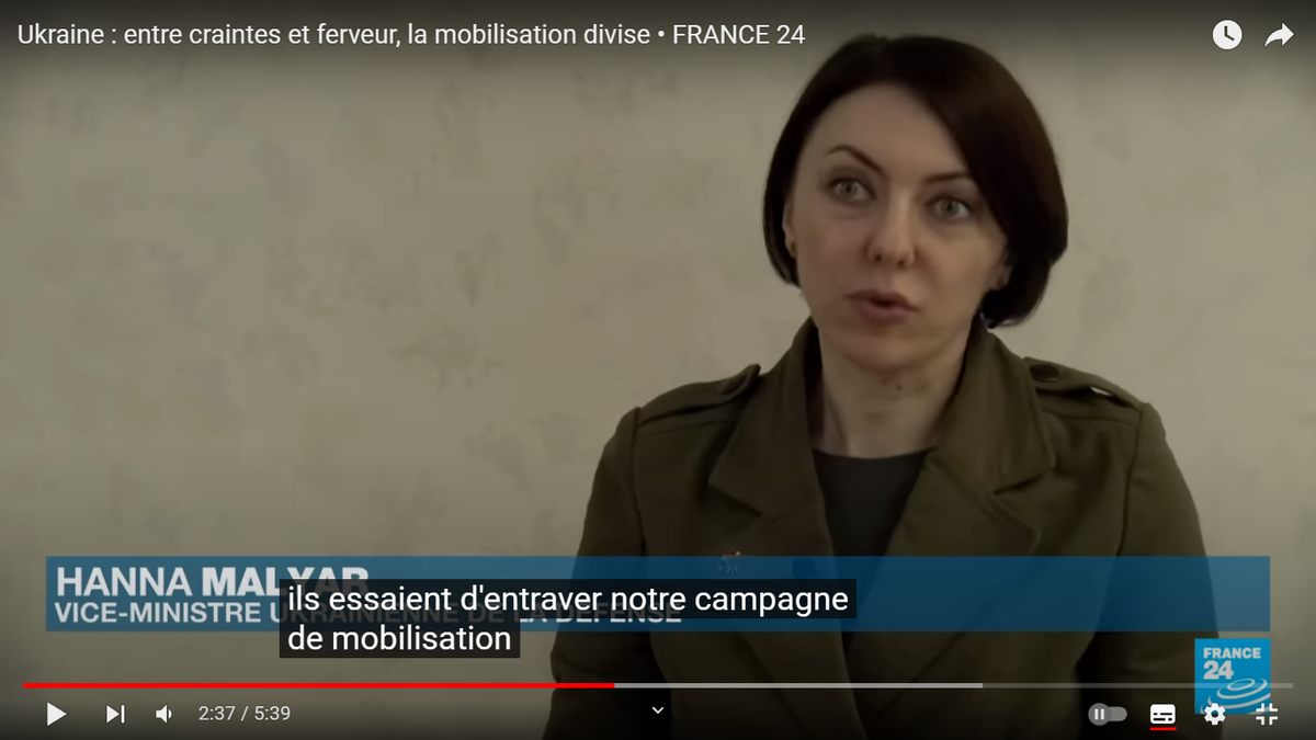 Анна Маляр. Скриншот с канала France24 с сайта YouTube