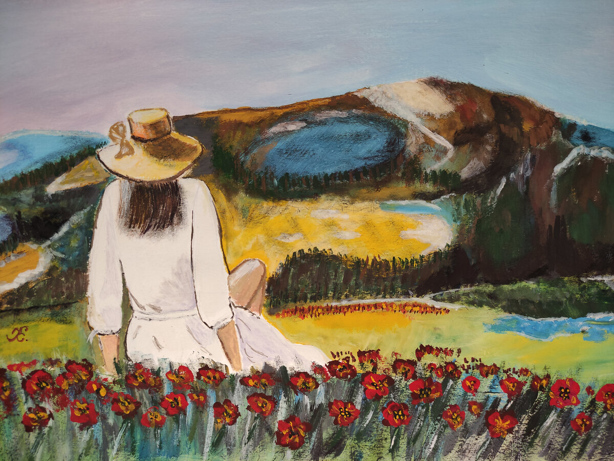 гуашь Полевые цветы Elena K. 08.06.2023г.