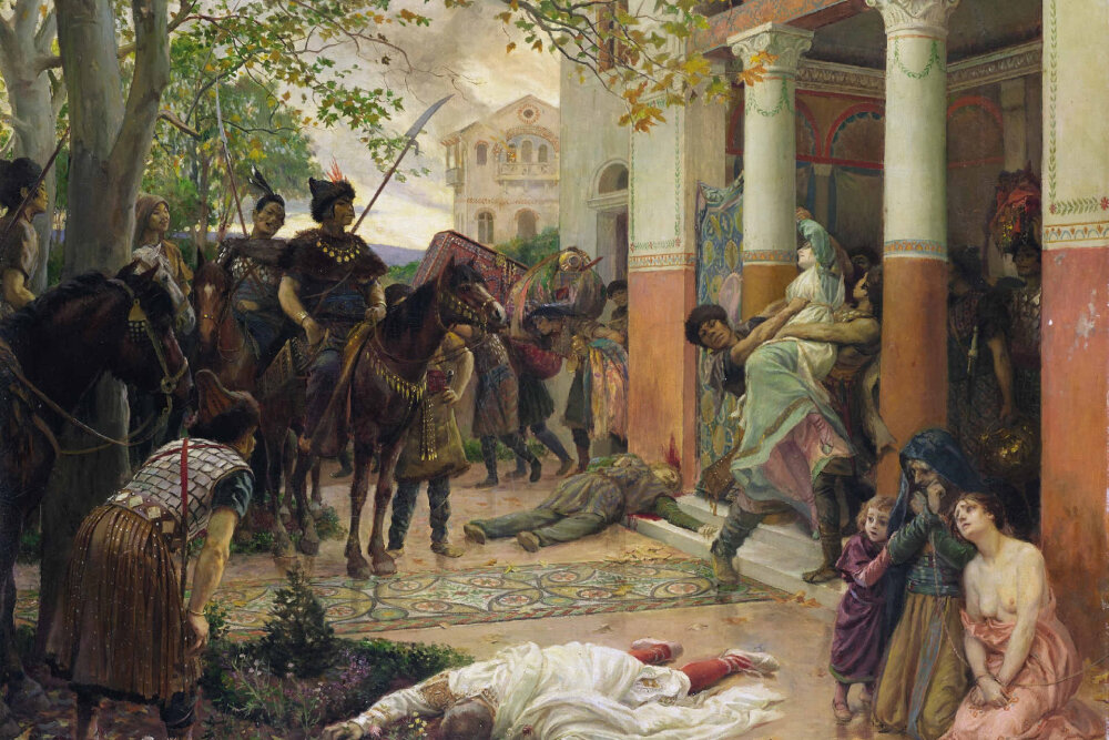    Гунны грабят римскую виллу. Фото: Wikipedia.org