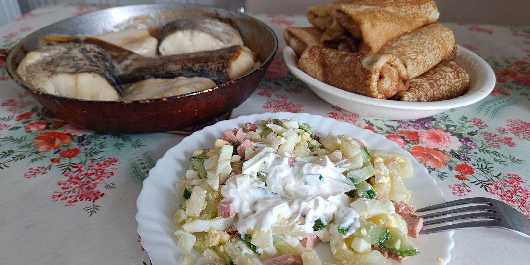 Вкусный ужин по деревенски.