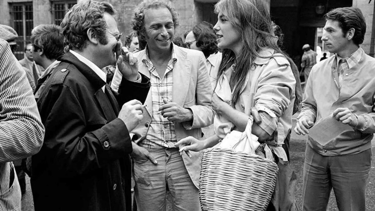 Пьер Ришар и Джейн Биркин на съемках фильма "Не упускай из виду" (1975)