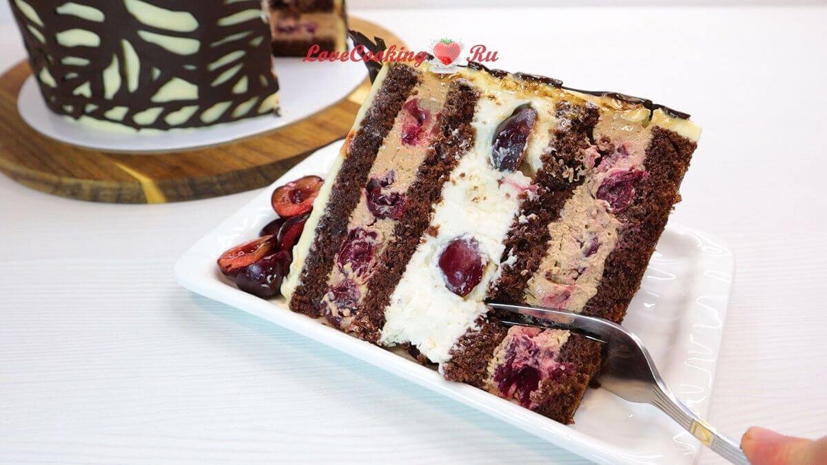 бисквитный торт с вишней и маскарпоне рецепт | Дзен