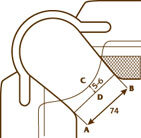 Рис. 2 Угловая луза. A-B - ширина устья лузы, мм; C-D - длина коридора                                                                           (полка губы), мм