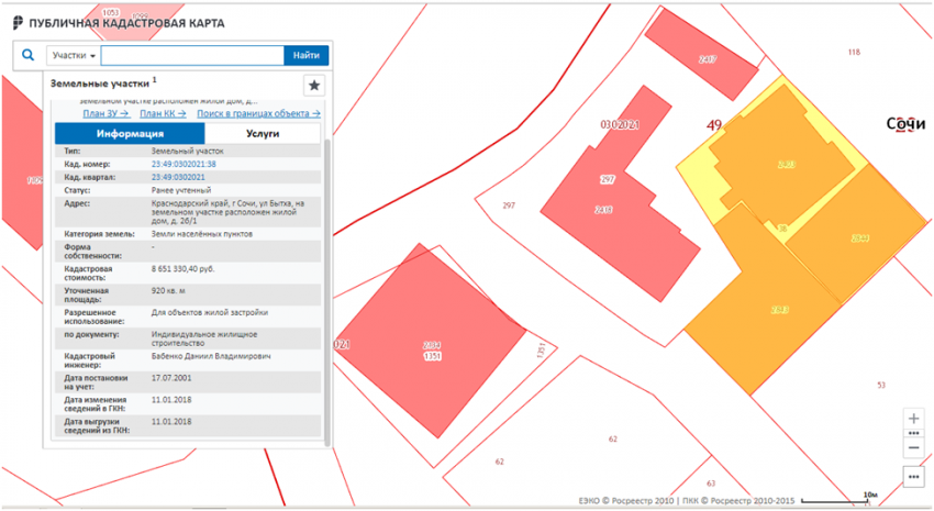Кадастровая карта города сочи