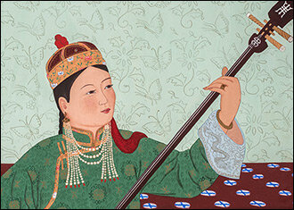  У.Ядамсурэн. Исполнительница на шанзе. Монголия, 1959 г. Бумага, гуашь. Изображение предоставлено Государственным музеем Востока

