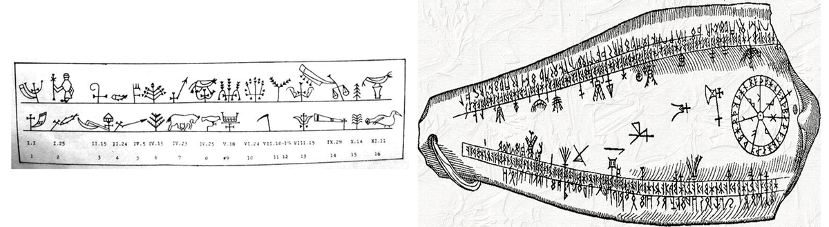  Постепенно, в течение тысячелетий, эти символы, получаемые в откровениях или какими-то иными путями, собирались, накапливались, классифицировались - и примерно в 1-ое по 3-ье тысячелетиях до Рождества Христова сложившиеся ранее системы магических знаков стали понемногу превращаться в священные алфавиты. В то время они осмысливались именно как наборы священных символов с присвоенными им фонетическими значениями, что позволяло использовать эти знаки для письма. Такое осмысление касается не только рунического алфавита, но и других знаковых систем - для примера можно привести хотя бы древнееврейский алфавит, магическое и священное использование символов, которого весьма широко известно.
