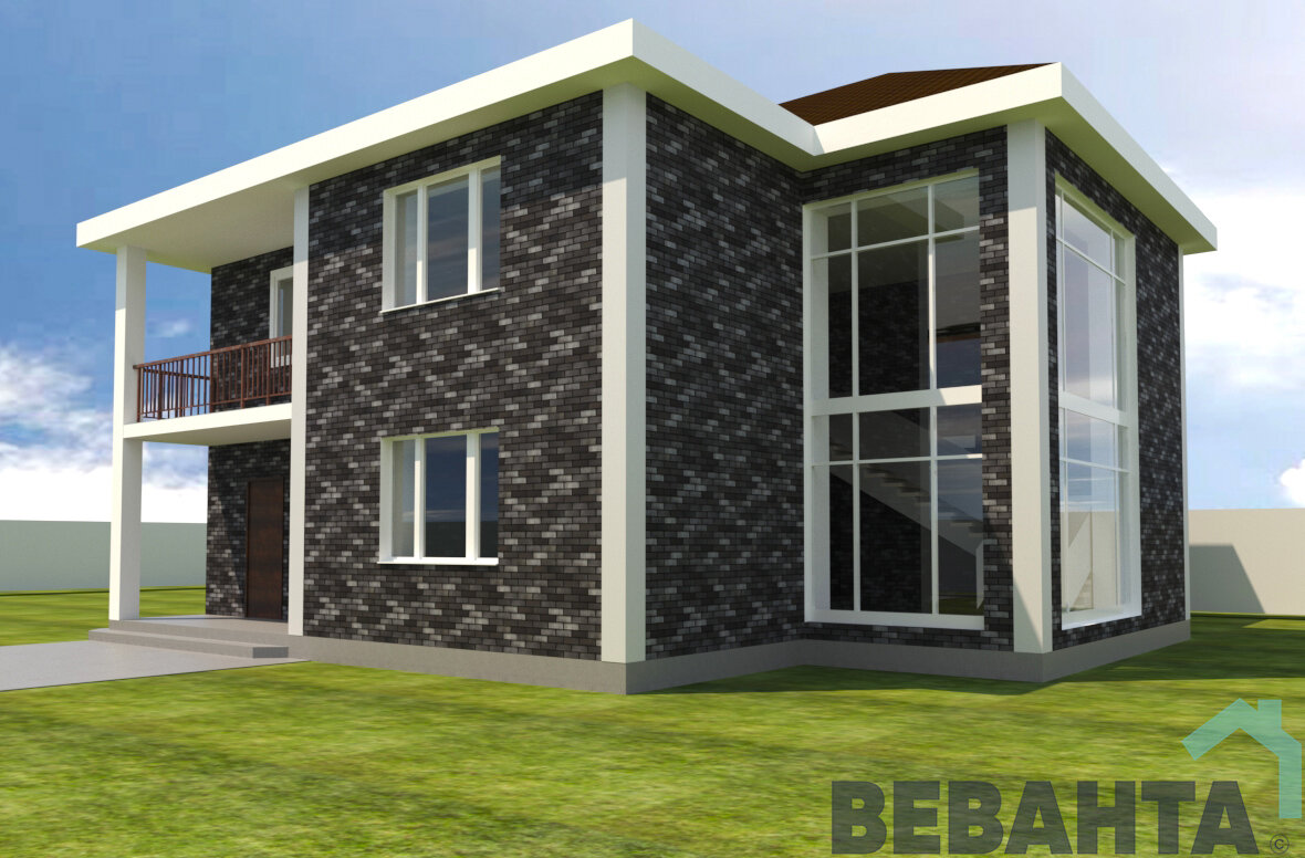 Один из вариантов наружной отделки фасадов - баварская кладка серого цвета