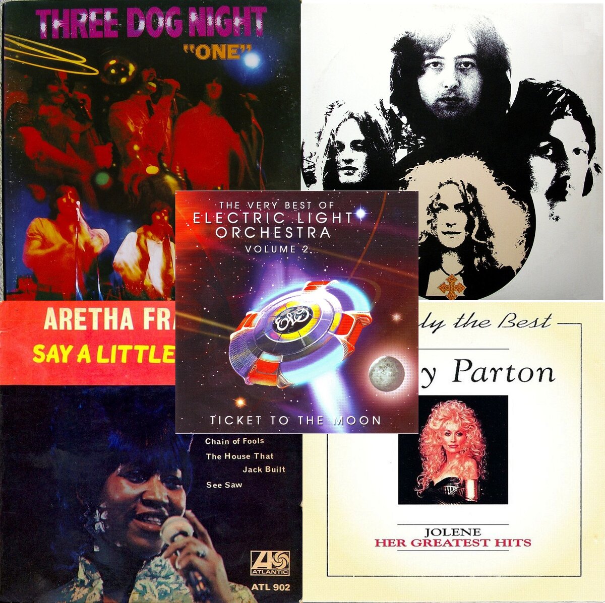 Three Dog Night, Led Zeppelin, Dolly Parton, Aretha Franklin, ELO