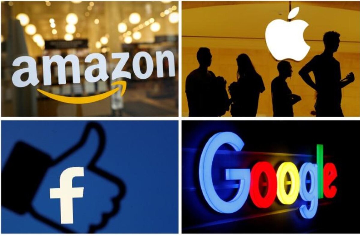 The logos of Amazon, Apple, Facebook and Google in a combination photo. REUTERS/File Photos