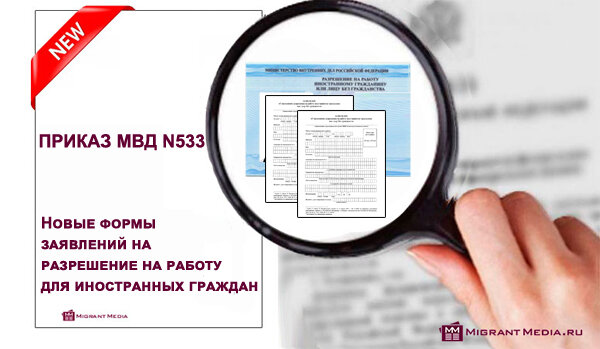 Приказ МВД №533 от 30.07.2020 г. утвердил новые формы заявлений для оформления и продления разрешений на работу иностранным гражданам с 1 января 2021 года