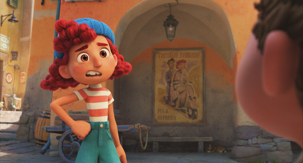 В мультфильме собрано наверное всё, что люди знают об Италии. Паста, жесты, типичные  итальянские старушки, восклицания «Санта Мария!» и, конечно, кино. Вот тут отсылка к классическим «Римским каникулам» с Грегори Пеком и Одри Хепбёрн — хит 1953 года!