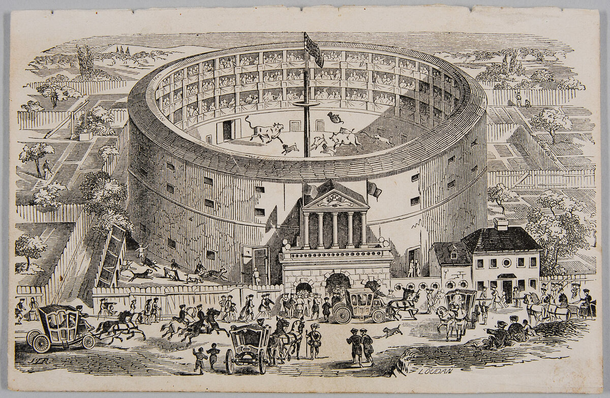 Фото © Theatermuseum, Wien, Robert Loudan. Венский театр травли, гравюра 1848 года 