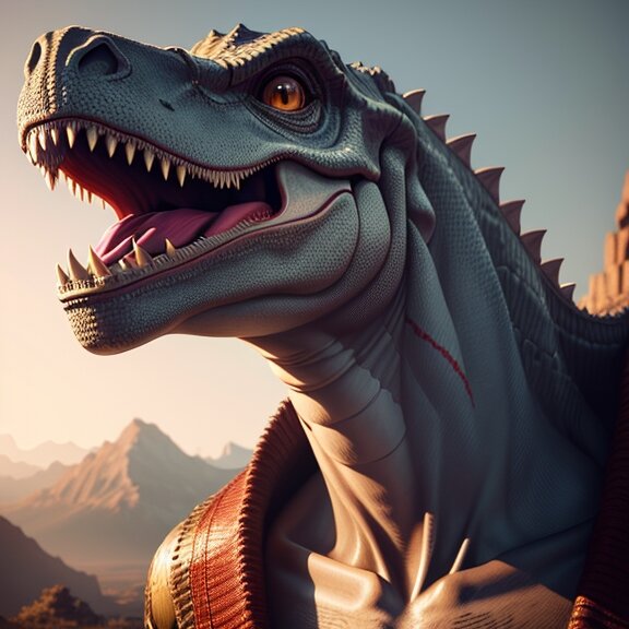 Фото автора сделано с помощью нейросети. Первый динозавр который стал звездой Дзена