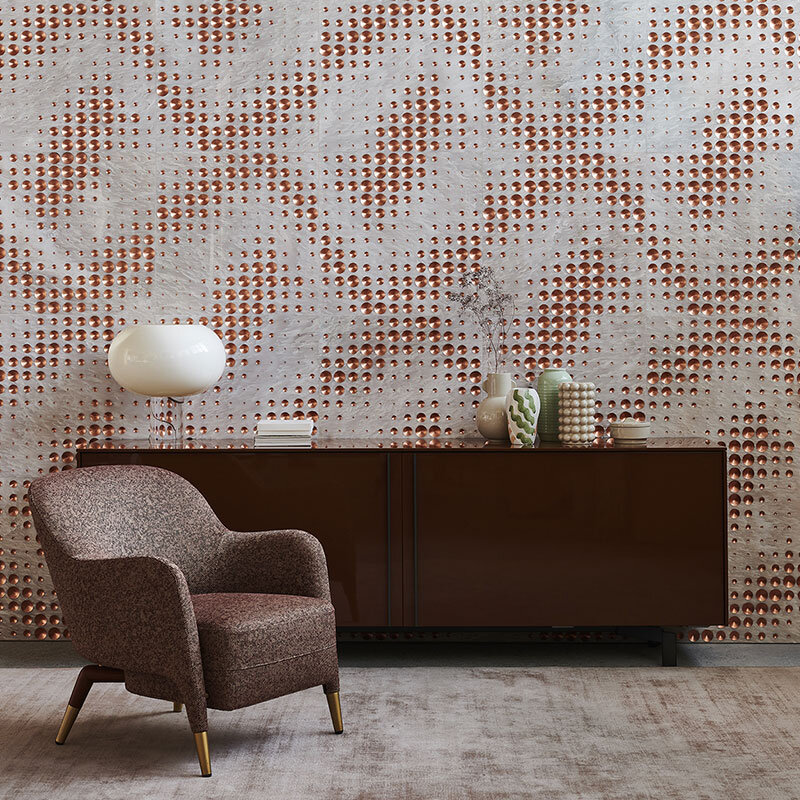 Коллекция Dissonanze от Lithos Design, материалы: мрамор Rosso Levanto и сусальное золото