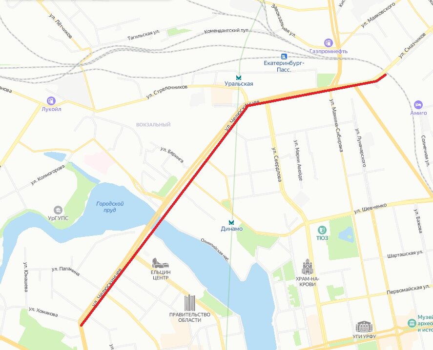 Улица Челюскинцев (Екатеринбург) © Яндекс