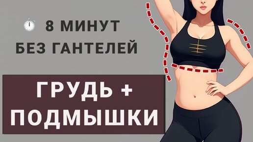 Грудь + Подмышки + Руки💪 8 минут несложных упражнений стоя без гантелей