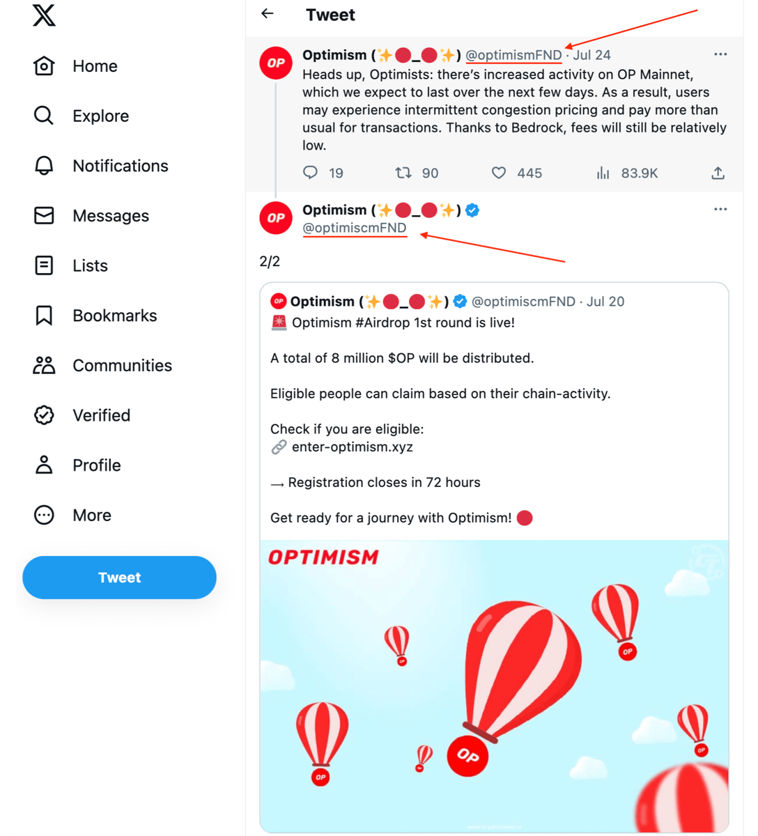    Публикация криптовалютных мошенников в Твиттере