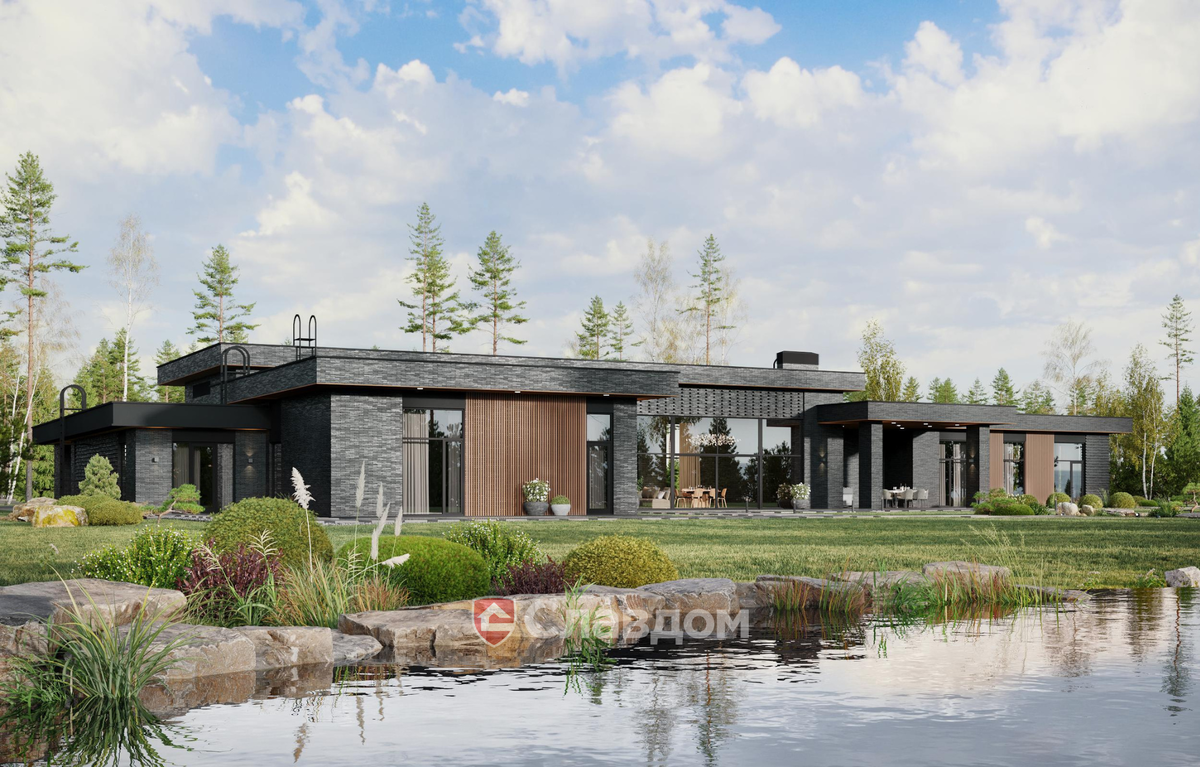 3D-визуализация проекта частного дома в Ленобласти. Рендер: Славдом