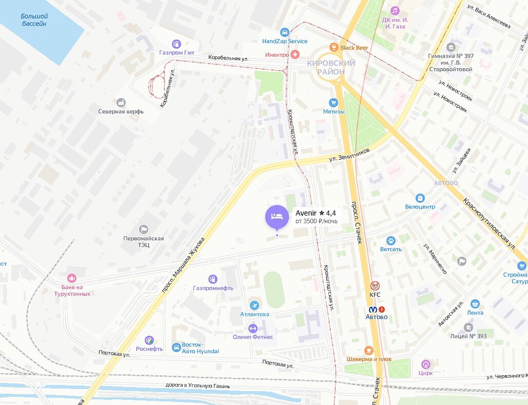 Апарт-отель «Кировский Авенир». Расположение и транспортная доступность. Листайте карусель.1 из 3