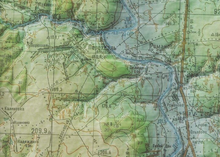Романово и Перехваль на современной карте