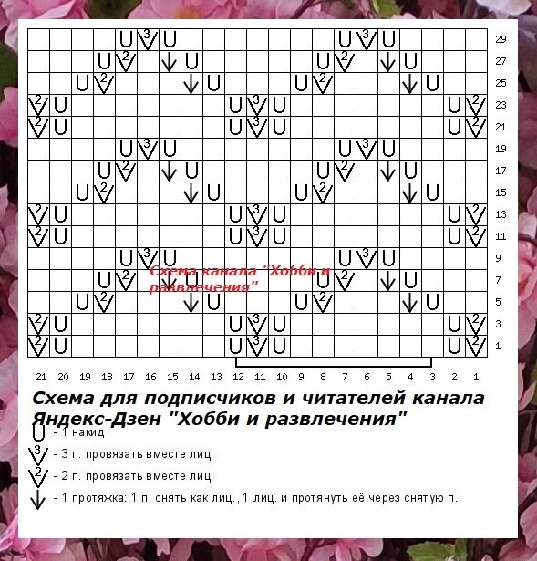 Одиночные узоры для вязания+ схемы (Вязание спицами)