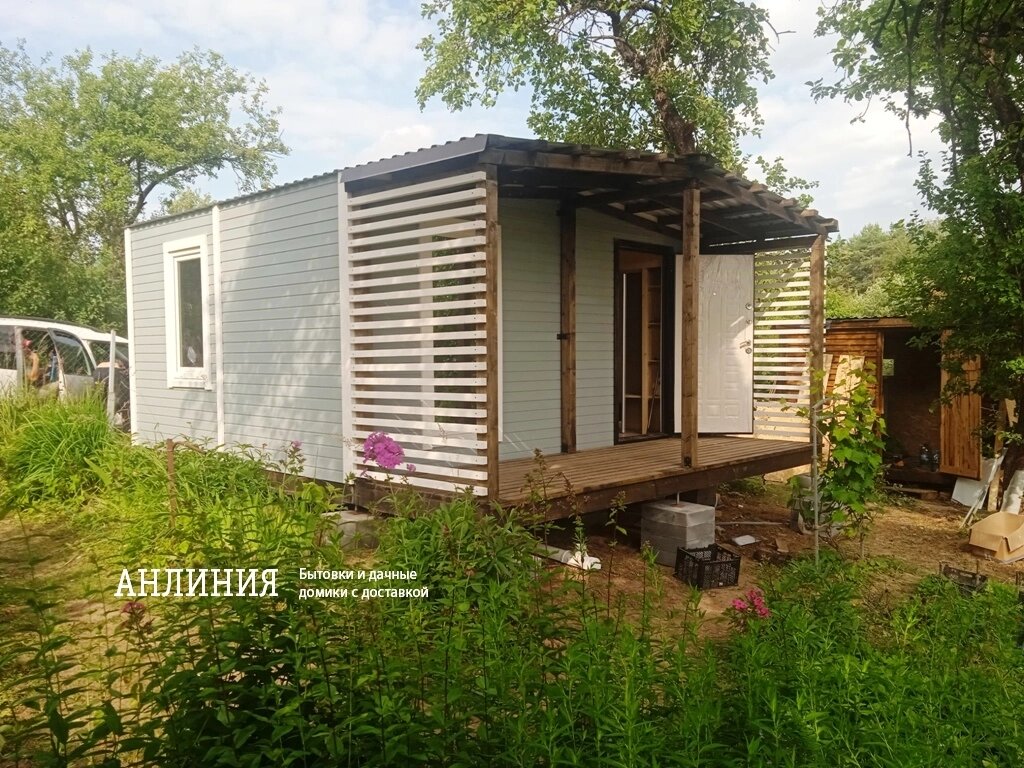 Дачный дом с террасой "Полынь" двухмодульный. Размеры: 4,8 х 4,0 х 2,8 м.