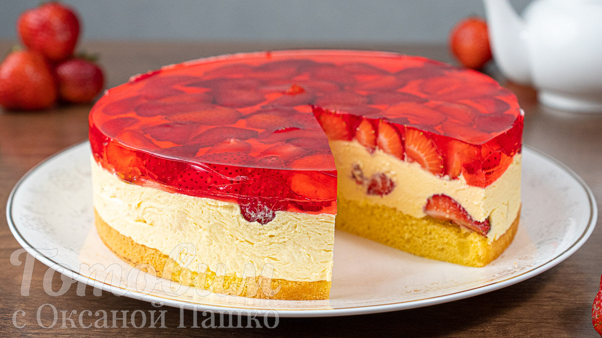 Летний торт с клубникой