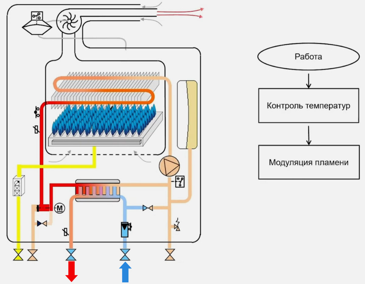 Схема работы двухконтурного газового настенного котла