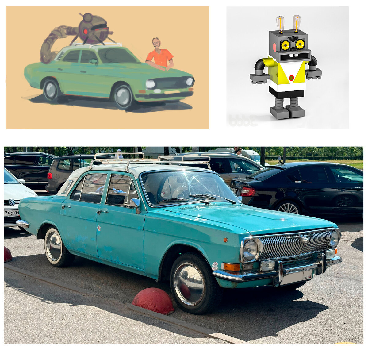 Рефлист. Грязный ранний набросок, заяц из "Ну, погоди!" Как-то все это хотелось соединить в одной иллюстрации.