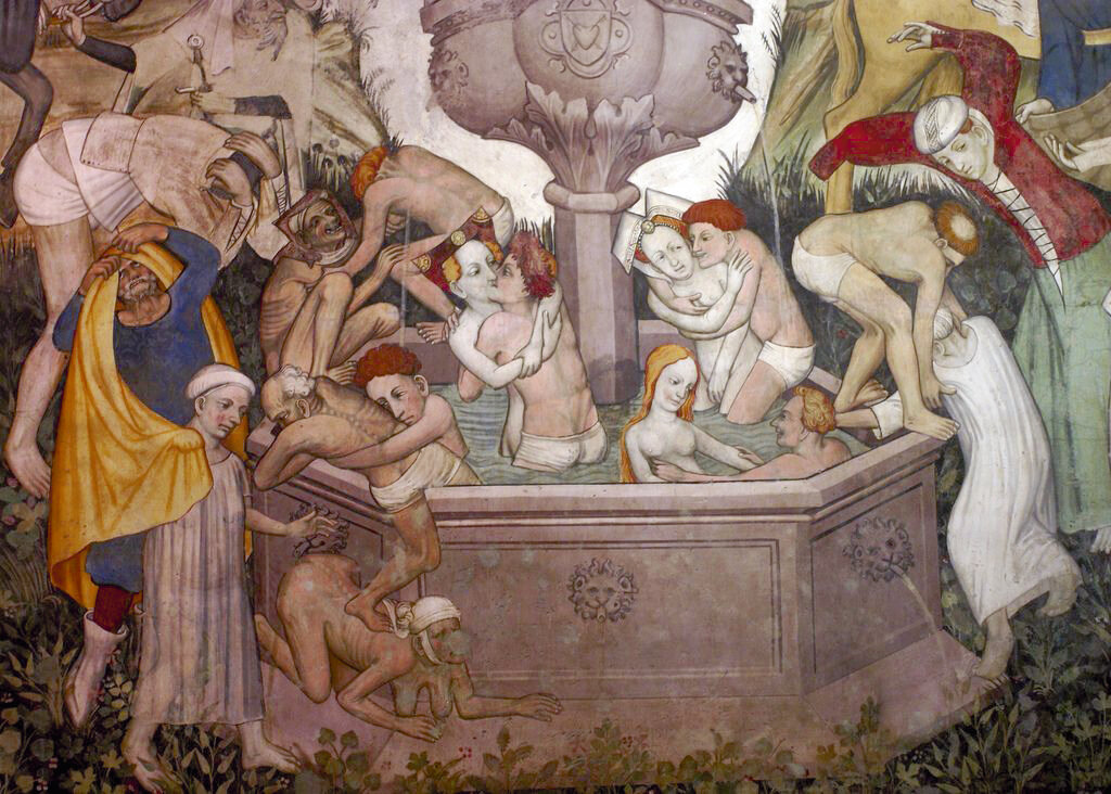 Фреска XV века «Фонтан молодости» дает хорошее представление о средневековом белье