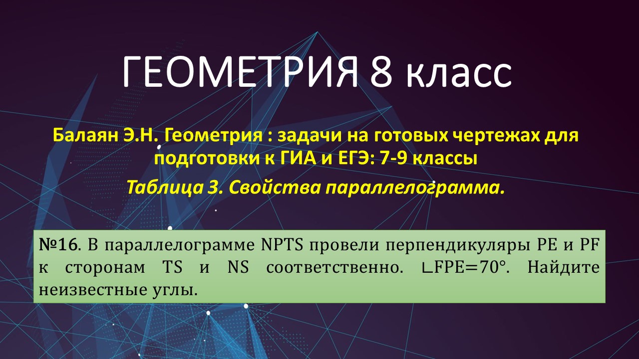 Геометрия 8 класс. Параллелограмм. Задачи на готовых чертежах. Найдите  неизвестные углы № 16 | Математика школьнику подробно от души. | Дзен