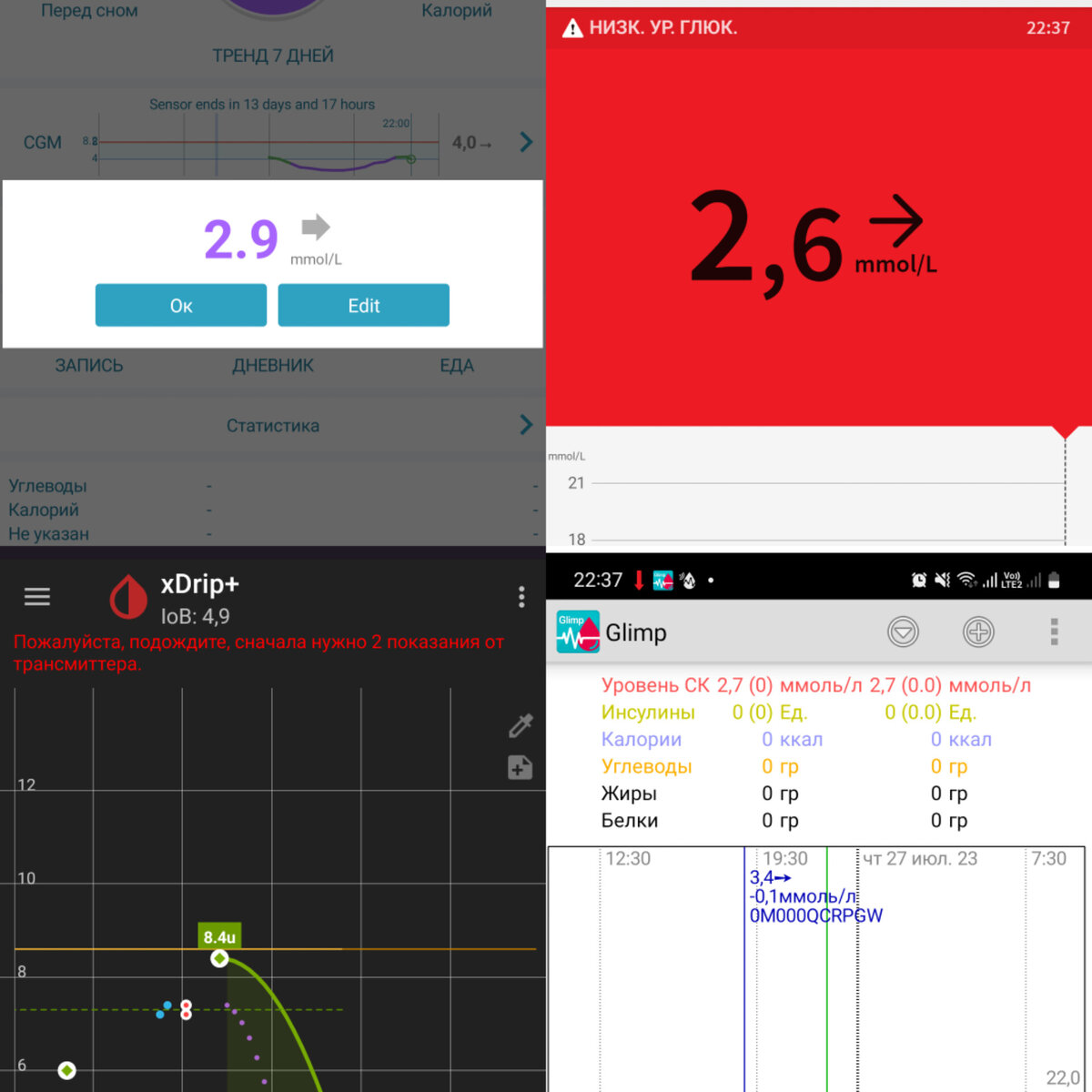 Заработал вроде, но с глюкометром значения не совпадают 🙄 По глюкометру в этот момент было 6.8