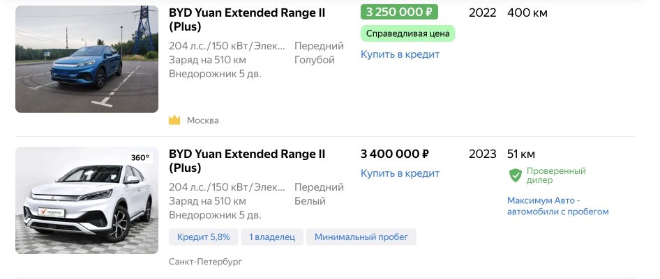    Ориентировочные цены в России на BYD Yaun Plus начинаются от 3 400 000 рублей (за электромобили с минимальным пробегом) Левченко Максим