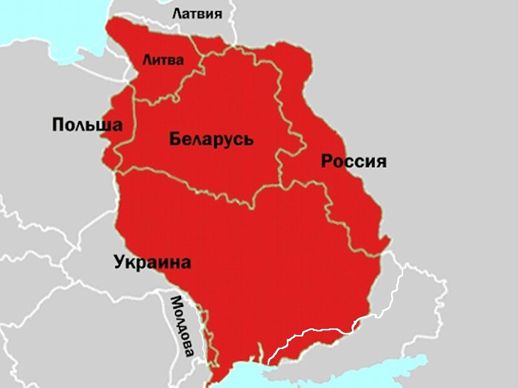 Территория Государства Литовского в переводе на нынешние границы государств
