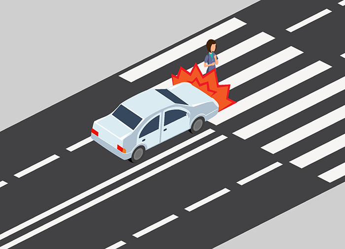 Примерно так всё и было. Я перешла половину дороги. У нас на дороге три участка, три светофора. Машина ехала в Крайнем левом ряду. Я успела сделать один или два шага на дорогу. 